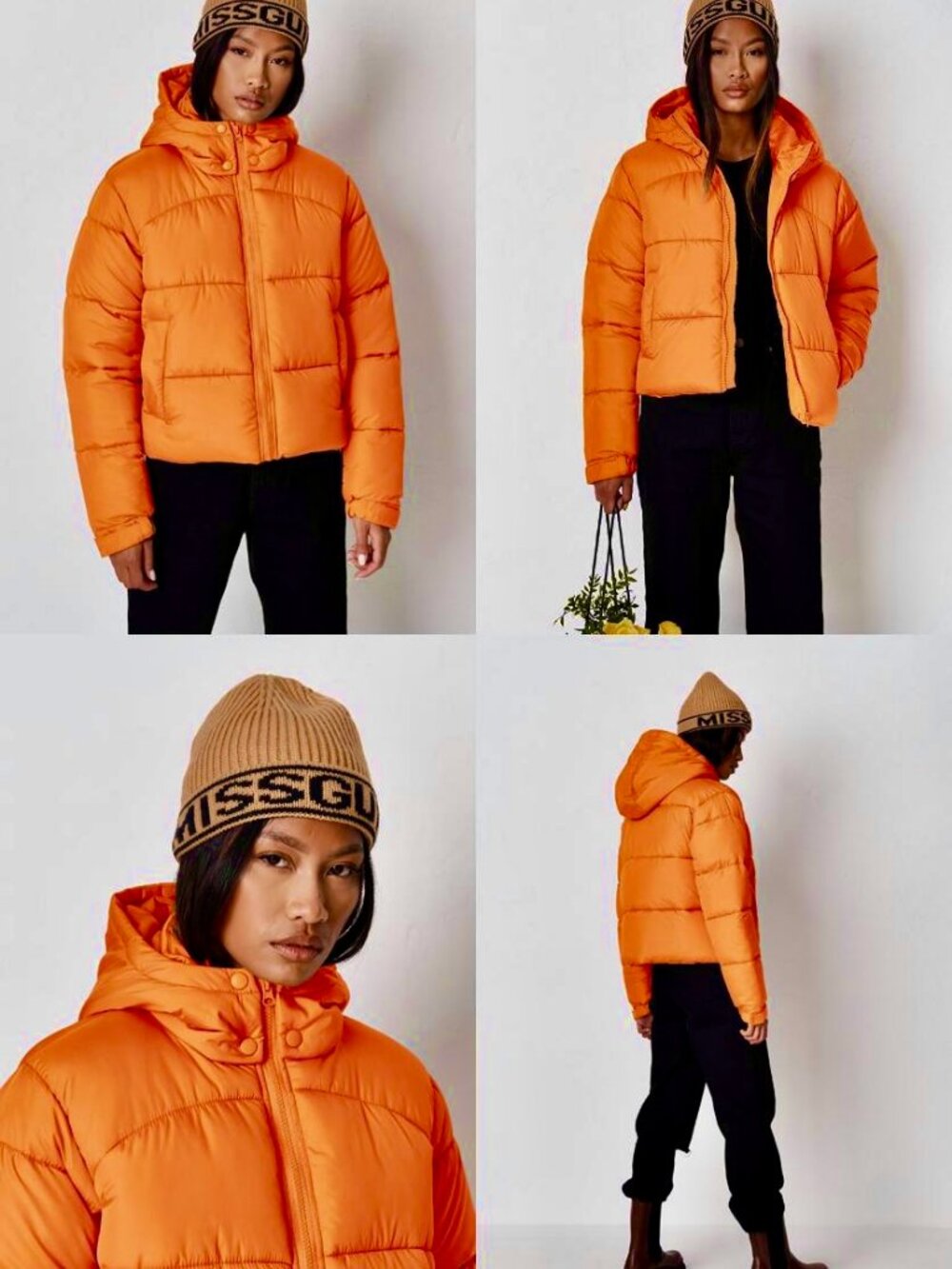 Missguided Bright Orange Puffer Jacket Womens size 4